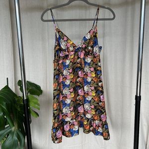 90s Silk Babydoll Floral Y2k Trendy Dress